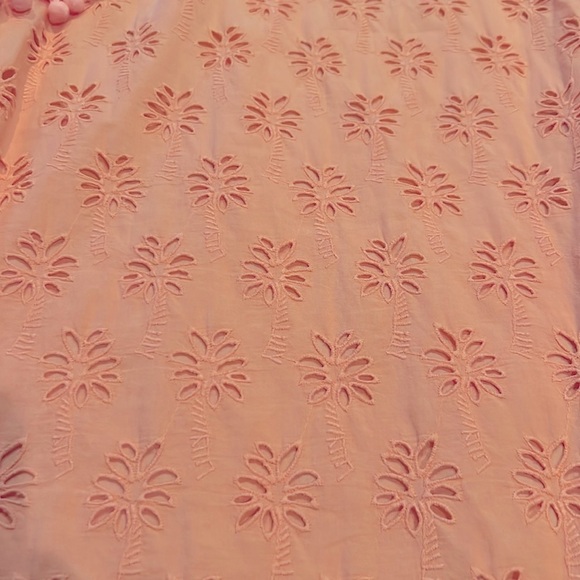 LILLY PULITZER Astara Peach Eyelet Palm Tree Dress w Pom Pom Flutter Sleeves S - Picture 6 of 14